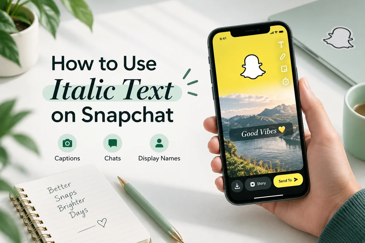 How to italicize on Snapchat shown as a plain chat message beside the same phrase in Unicode italic characters